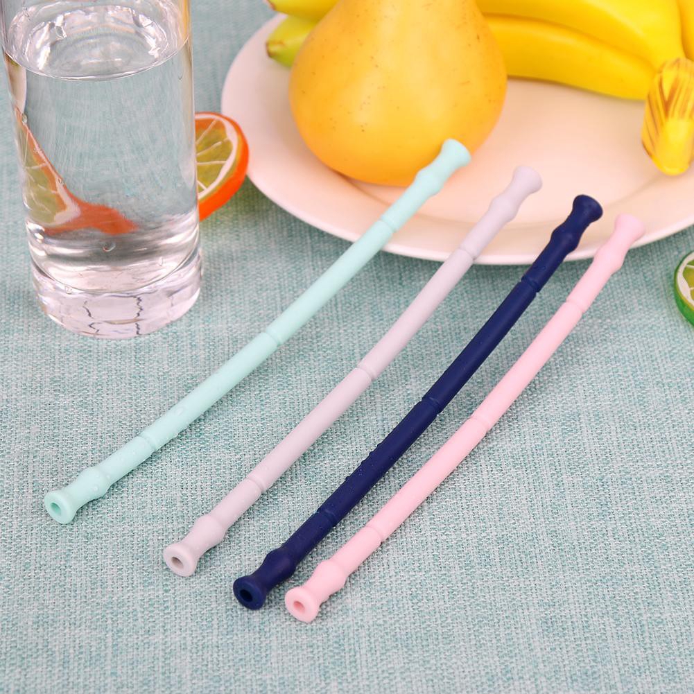 Sedotan Lipat Silicone Collapsible Foldable Straw Stainless Reusable Sikat Pembersih zero waste