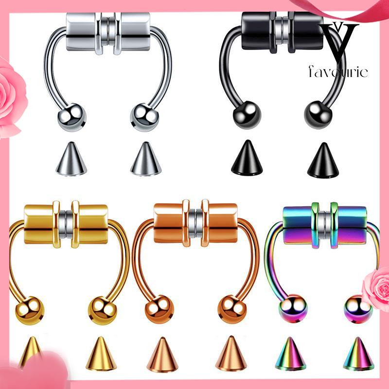 [COD]Stainless Steel Magnet Cincin Hidung Palsu Bentuk Horseshoe Baja Titanium Non Pierced Nose Studs-FA