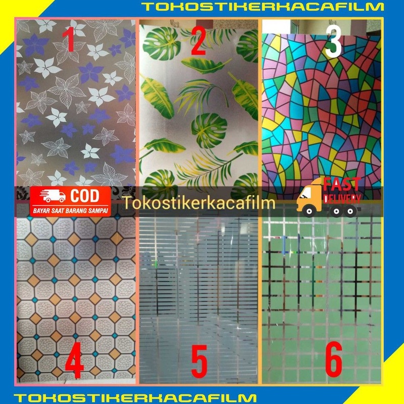 Stiker Kaca Film Jendela Rumah Wallpaper Kaca Motif Daun Monstera Warna Hijau
