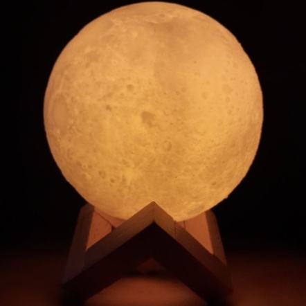 Lampu Tidur Bulan Moon Light 3D Hias Dekorasi Meja Unik 12cm