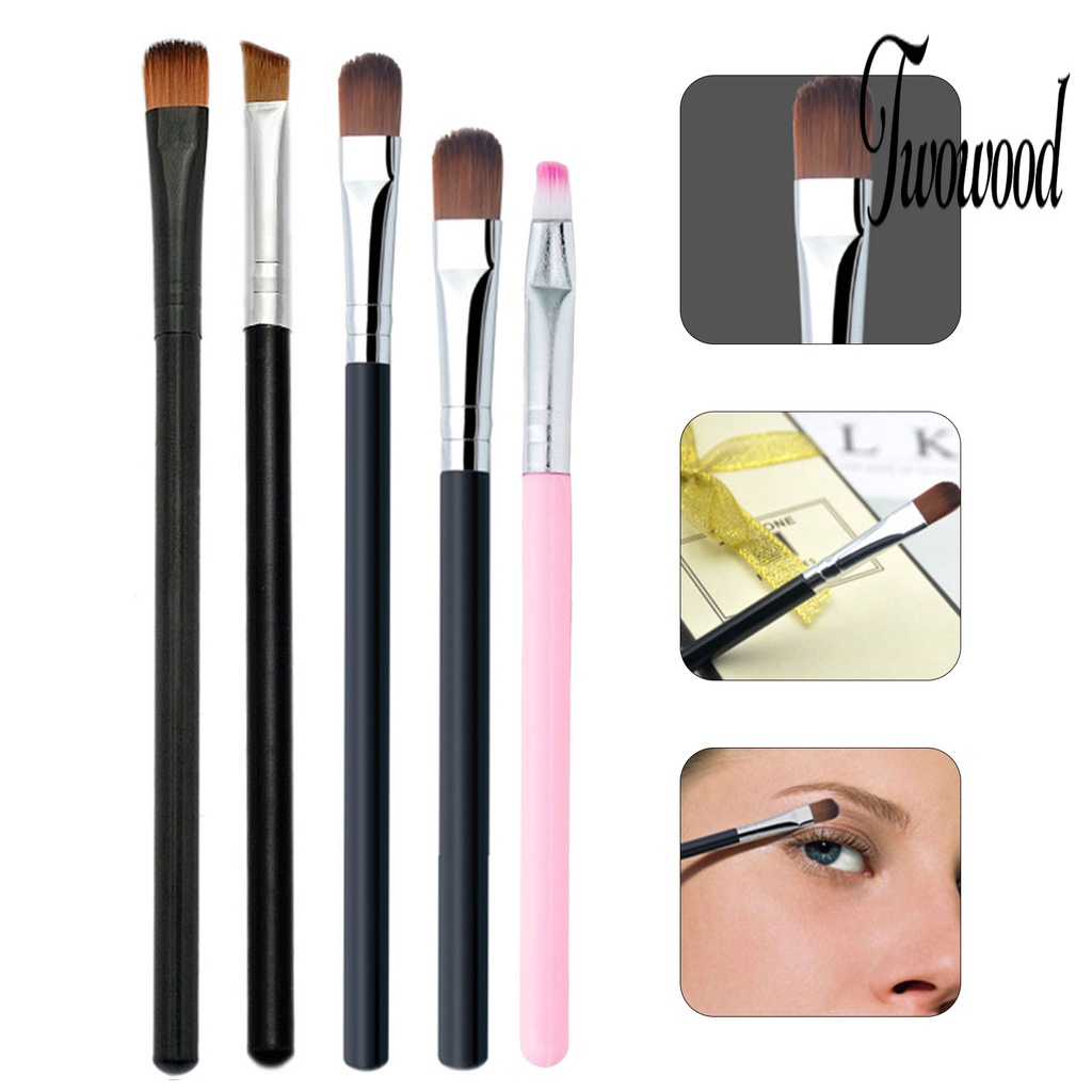 5pcs / Set Brush Makeup Anti Slip Tipis Untuk Eyeshadow Eyeliner Eyelash Eyebrow