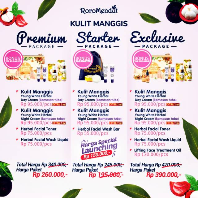 roro mendut skincare kulit manggis paket starter