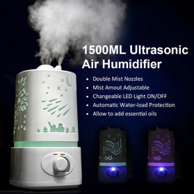 Taffware Aroma Therapy Air Humidifier 7 Color Light 1500ml - HUMI H6 - White