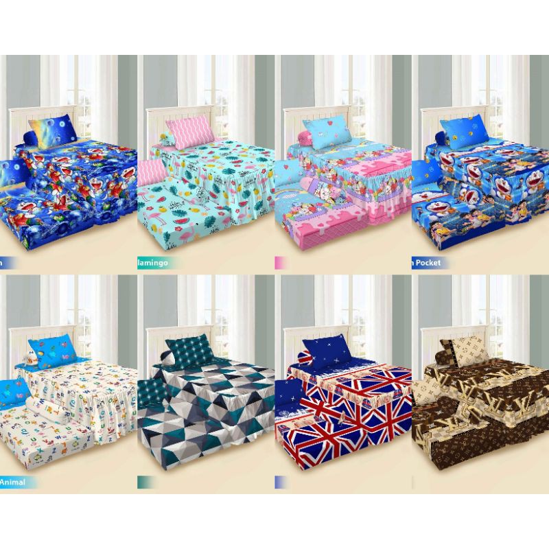 Vito - Sprei 2in1 120 (Single) Sorong Duo - Summer Flamingo Yellow Duck CH Hello World GC