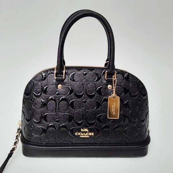 Tas Coach 55450 Mini Sierra Debossed Signature Patent Full Black