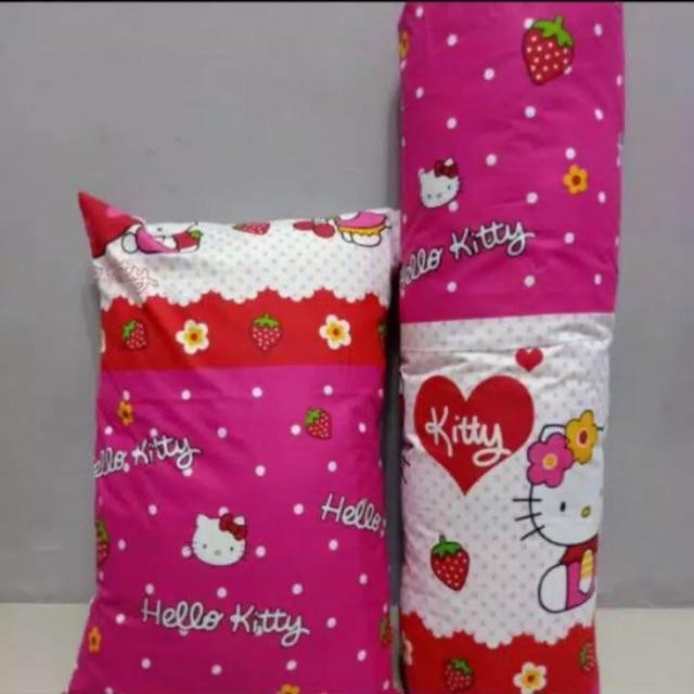 Sarung Bantal Tidur Kain Katun Pakai Resleting / Sarban Karakter Doraemon - Hello Kitty - Keropi