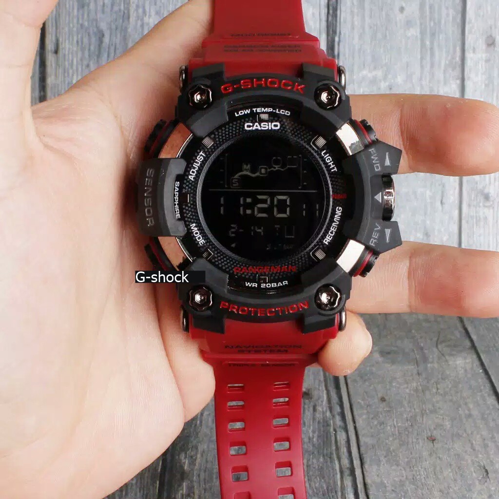 SPORTY STYLE !!! JAM TANGAN PRIA G-SHOCK CASIO RANGEMAN BULAT TALI MERAH