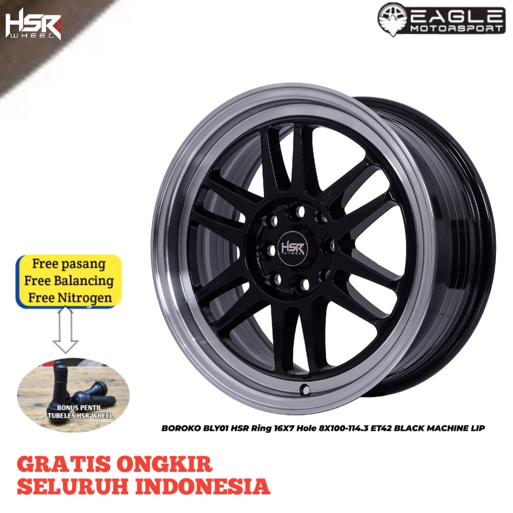 PAKET VELG BAN MOBIL RACING AGYA R16 HSR BLY01 BML PLUSH BAN 195 50 R16 ACCELERA