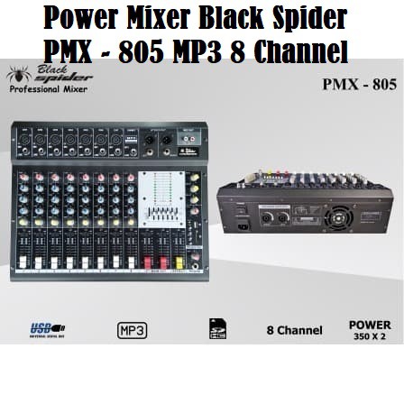 Power Mixer Black Spider PMX - 805 MP3 8 Channel
