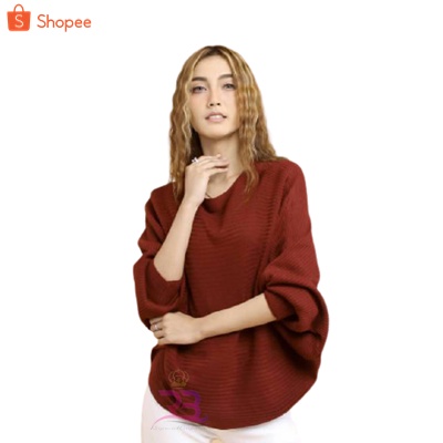 Atasan Rajut Jumbo Wanita Outerwear Blouse Batwing Oversize Lasperal Knit Batwing Kalong