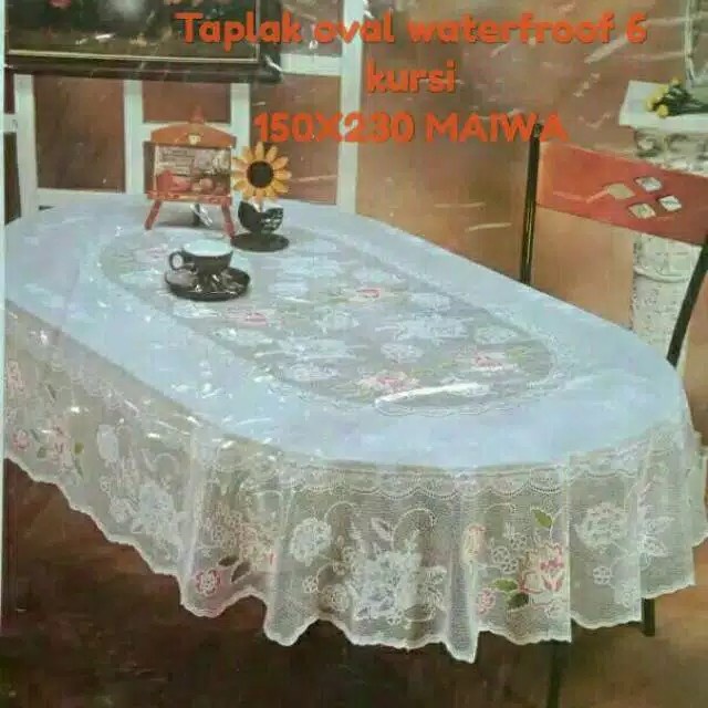 Taplak Meja Makan - Taplak Meja Makan Oval Vinly Waterproof