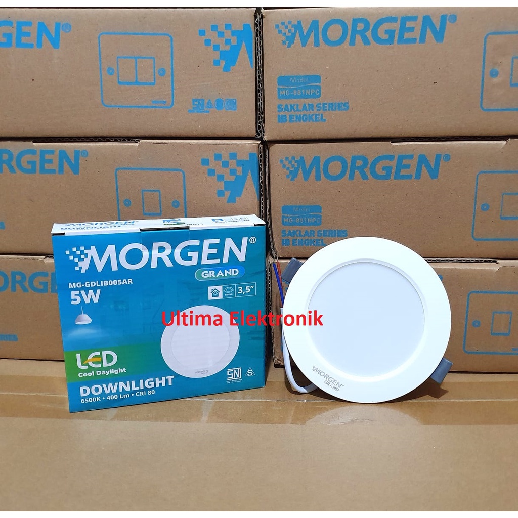 LED Downlight Morgen Grand Series Bulat  IB Tanam 5 Watt White Super Murah