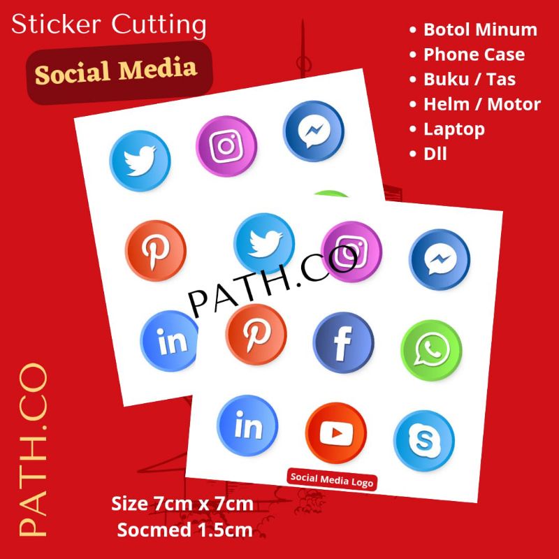 

Sticker Aesthetic Logo Sosmed Stiker Super Kawaii for Helm Laptop Tas Phone Case HP