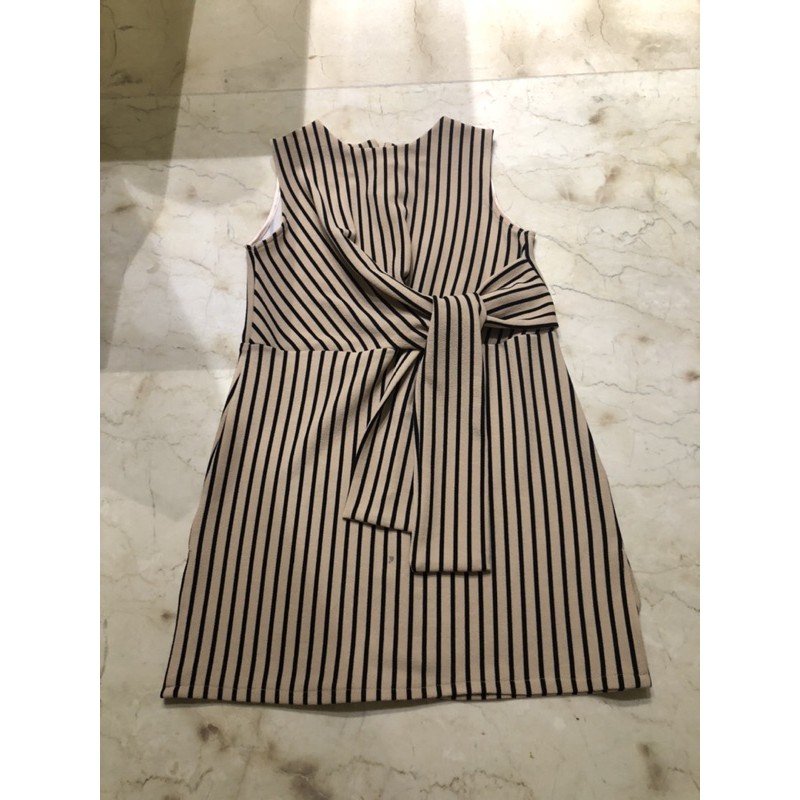 label8 stripe nude black mini dress