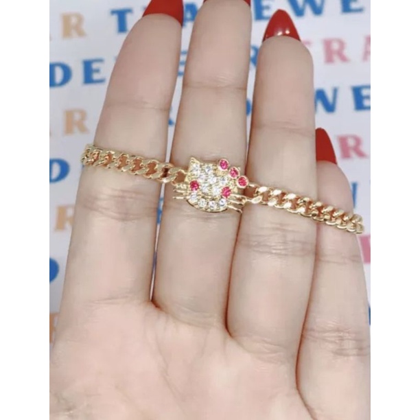 Xuping Gelang Tangan Anak Perempuan Motif HelloKitty Permata Putih - Xuping Gold 03