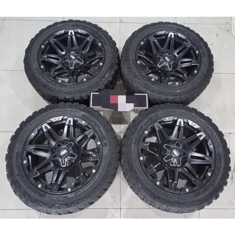 Velg Mobil Bekas (HSR) Radak Ring 20x9 Pcd Baut 6x139,7 + Ban M/T-01 275 55 R20 Buat Pajero Hilux Tr