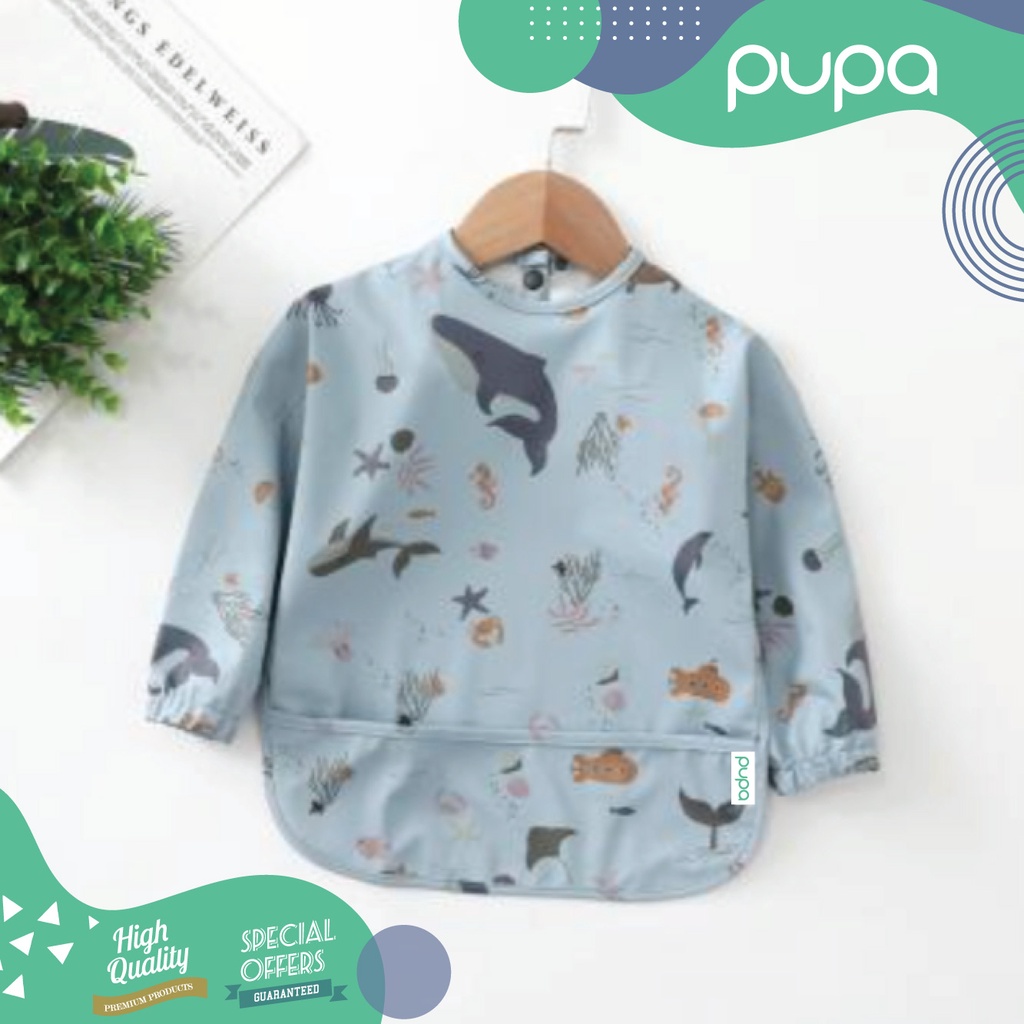 Celemek Bayi Lengan Panjang Anti Air / Baby Waterproof Long Sleeve BIB PUPA