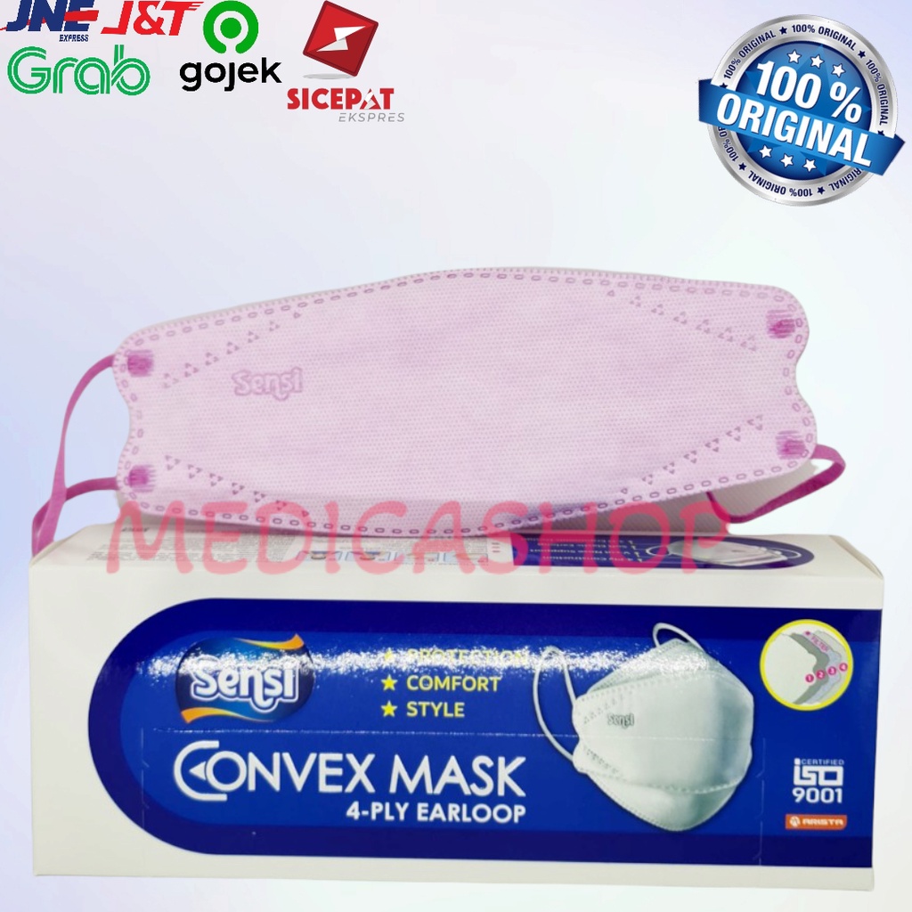 Masker Sensi Convex Mask 4ply Warna Pink isi 20