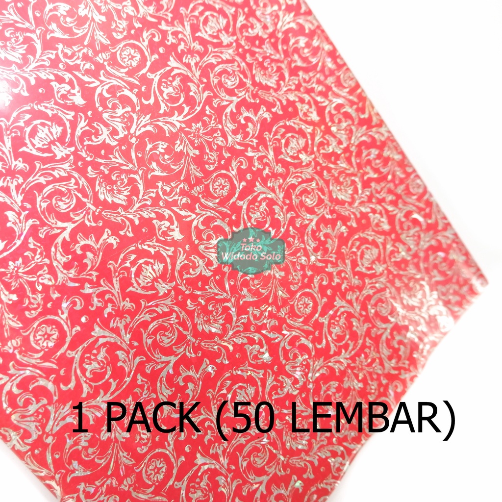 

Plastik Kado Hologram Garis Putih Merah Batik Fancy 50x65cm - 50 Lembar