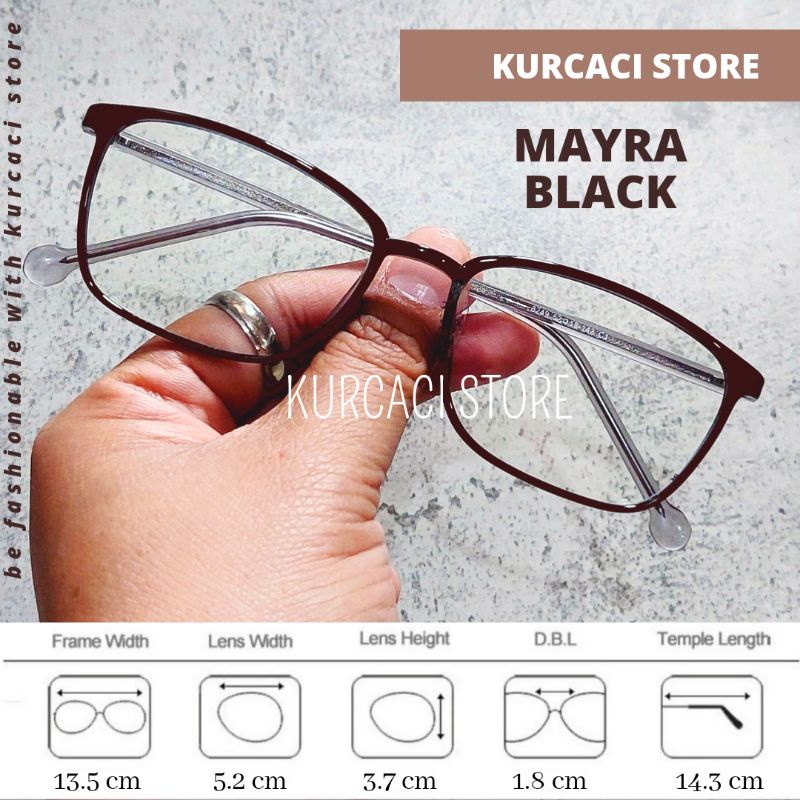 Frame Kacamata Minus Photocromic Mayra Model Kotak Kecil Gagang Lentur Pria Wanita Antiradiasi Murah