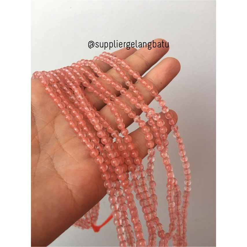 batu kristal 4mm cherry quartz pink natural crystal stone healing akik grosir kerajinan supplier