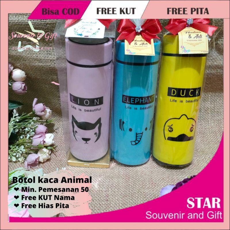 SOUVENIR PERNIKAHAN BOTOL KACA ANIMAL | KEMAS MIKA | SOUVENIR MURAH SURABAYA