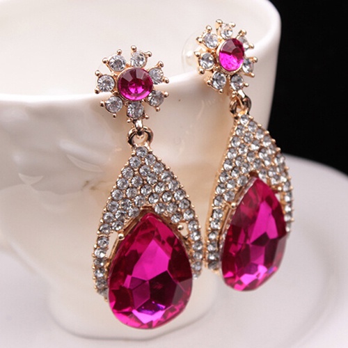 Hu Hu Hu Hu Hu Alat Bantu Pasang Kacamata♡ Anting Tusuk Gantung Desain Tetesan Air Hias Berlian Imitasi Gaya Korea Menarik Untuk Wanita