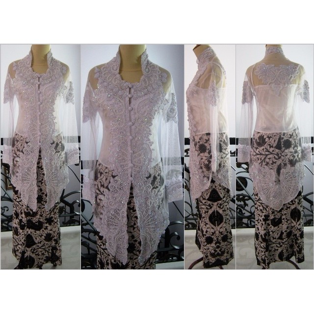 diskon Kebaya Jadi Pengantin Modern Akad Nikah Putih bordir payet model baru Terlaris