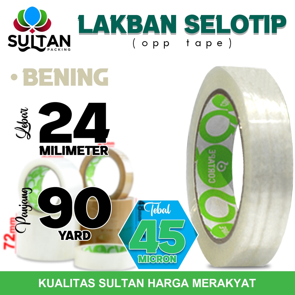 

Lakban Isolasi Selotip BENING 24mm x 90yard OPP Tape Plakban CORTAPE TERMURAH / SATUAN