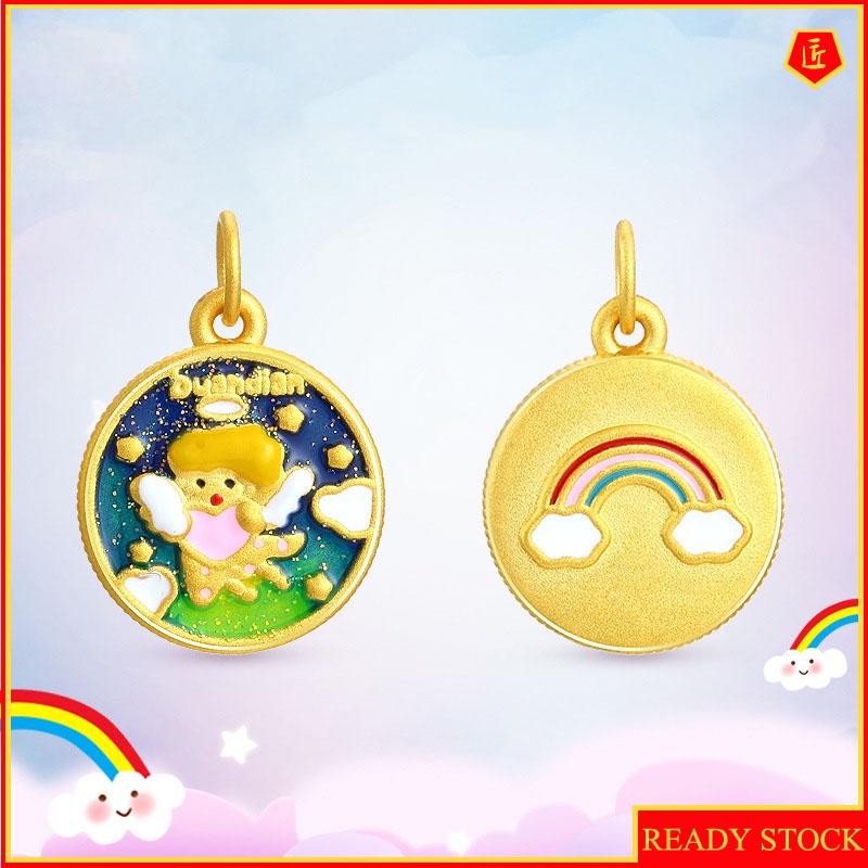 [Ready Stock]Rainbow Angel Gold Pendant Cute Baby Gold Girl Red Rope Necklace