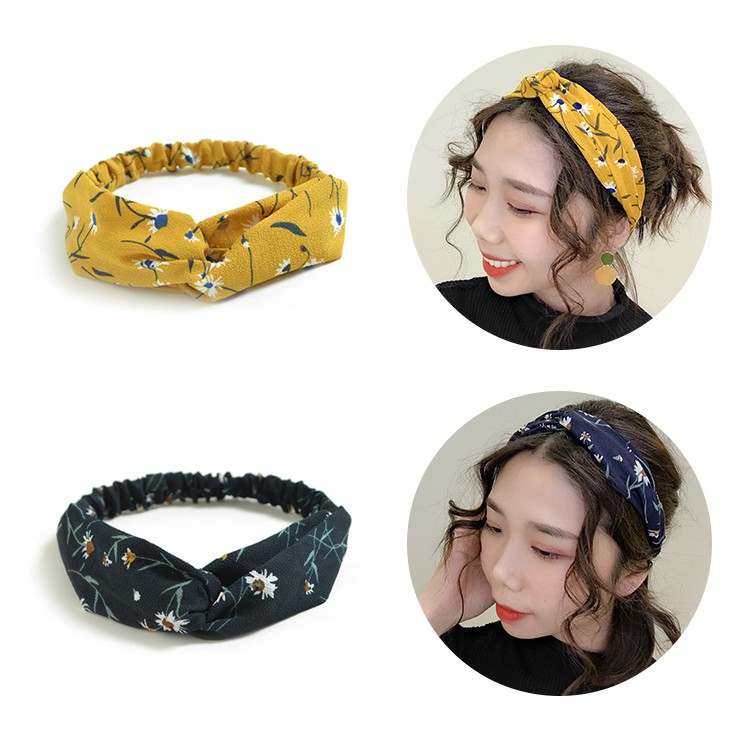 ELFYDO Bando Motif Wanita Korea Headband Bandana Simpul Cewek Fashion