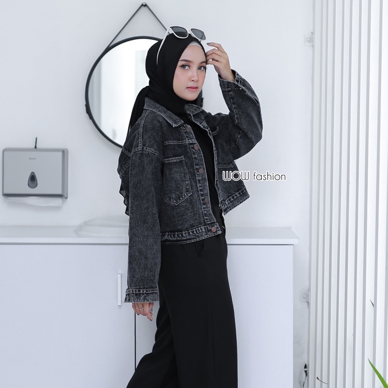 WOW-Veksa Jaket Jeans Oversize Wanita - Jaket Jeans Wanita