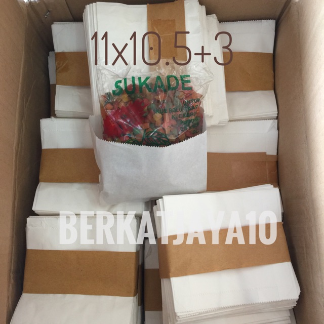 Paper Bag Uk. 11x10.5+3 (Isi 10 Pcs) Kantong Kertas untuk Kentang Goreng, Roti, Donat, Snack