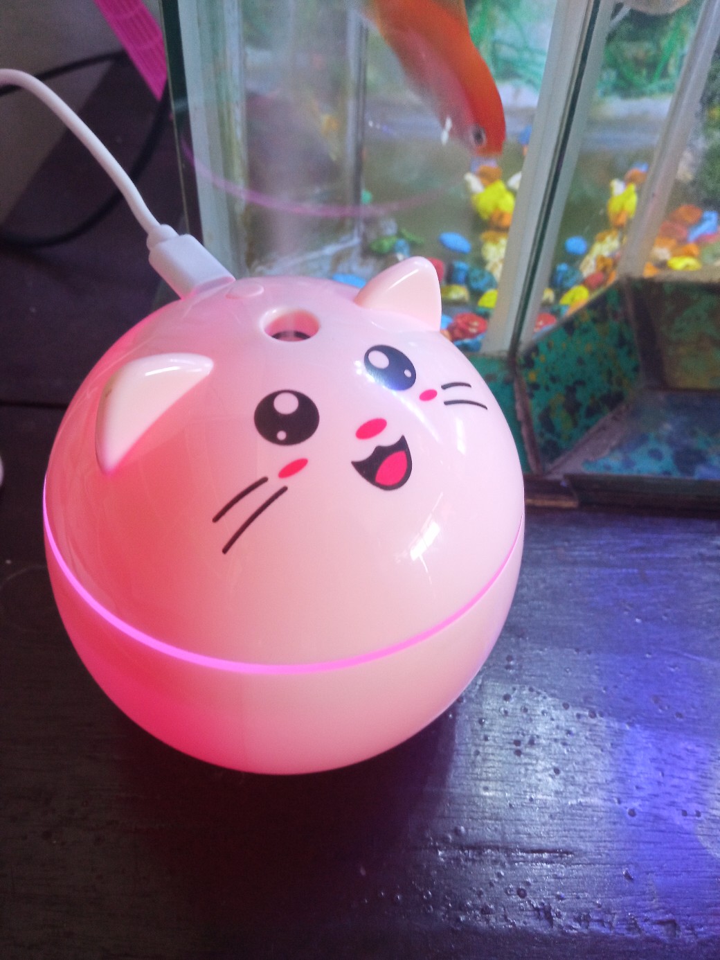 Humidifier Diffuser Aroma Essential Oil Usb 300ml Bentuk Kucing Lucu Dengan Lampu