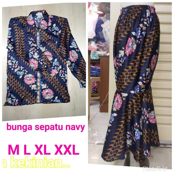 couple kemeja panjang dan rok mermaid batik