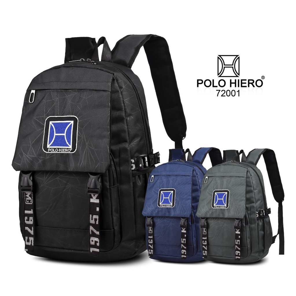 { FF } New Arrival / Tas Ransel Sekolah / Tas Fashion Unisex Polo Hiero 72001 / Tas pria Ransel Wanita Laptop