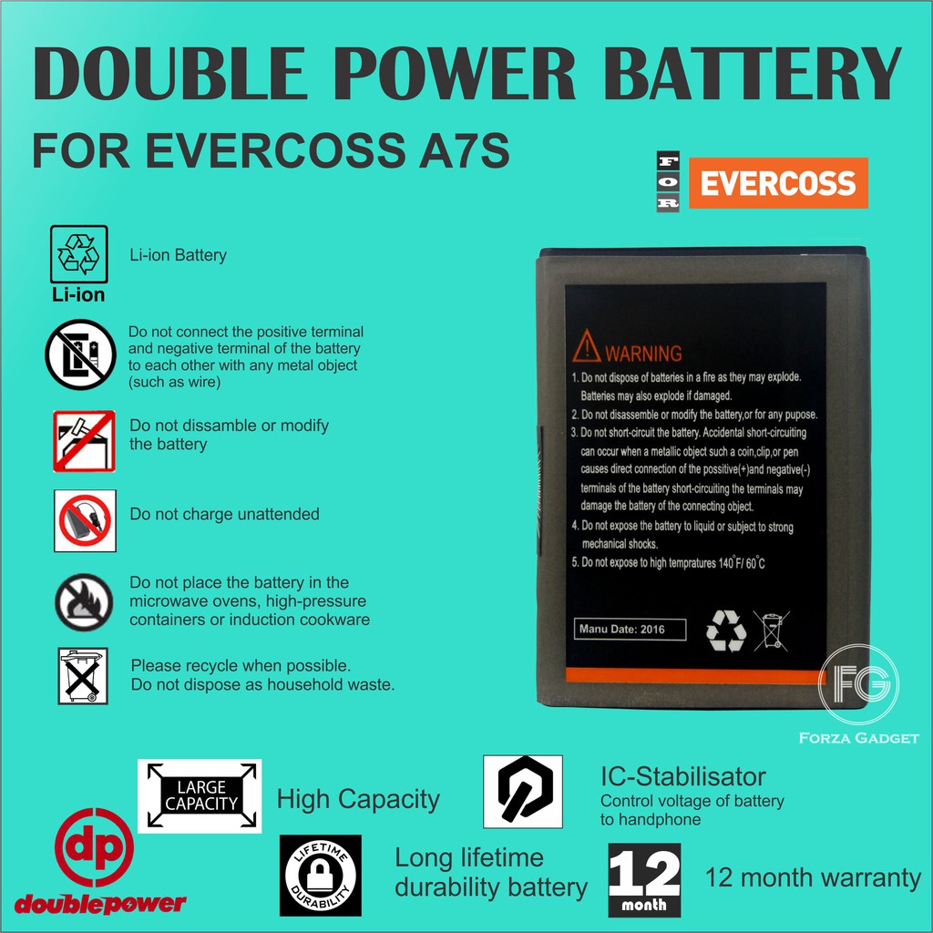 BATTERY DOUBLE POWER EVERCOSS A7S 3000mAh