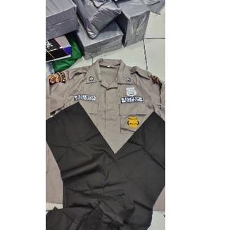 baju pdl satpam terbaru plus bordiran/satu stel denggan celana