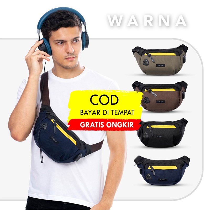 [BISA COD] Tas Waistbag Pria / Sling Bag Hezel Trendy Pria dan Wanita / Waistbag Distro Original