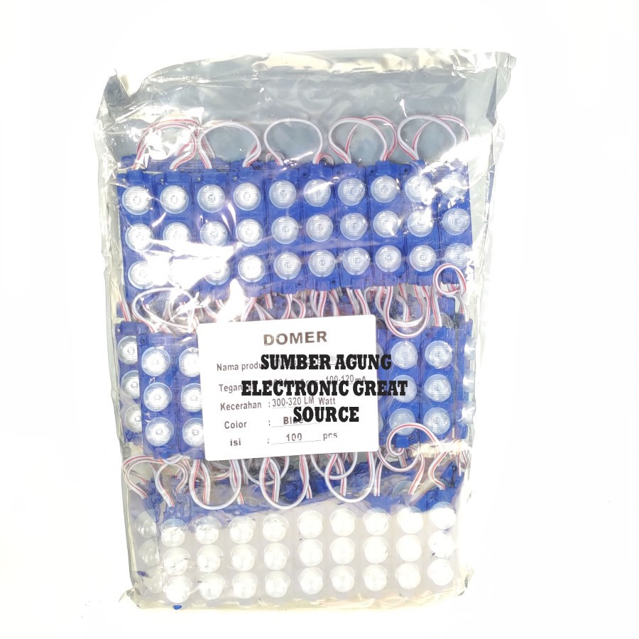 Modul LED Jumbo 3 Mata LED 3W DC 24V Pakai Aki Trik 320LM Blue Biru