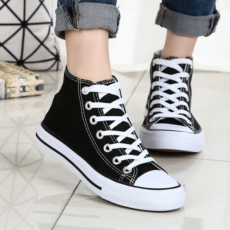 Toread Sepatu Kets Sekolah Pria/Wanita Sneakers Kanvas Hitam Casual MC304