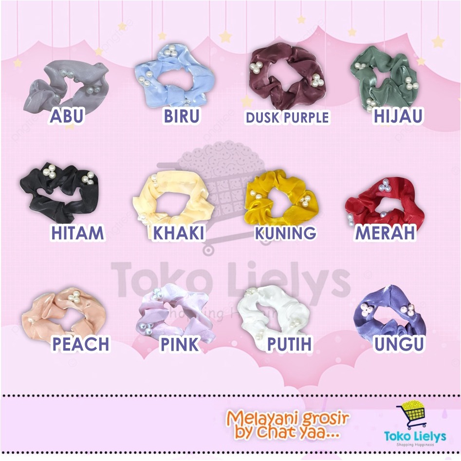 IKAT RAMBUT KOREA KUNCIRAN RAMBUT SCRUNCHIE KOREA MUTIARA TL