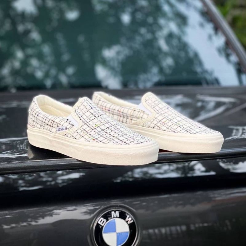 Vans Slip On Classic Woven Plaid Marshmallow White Original