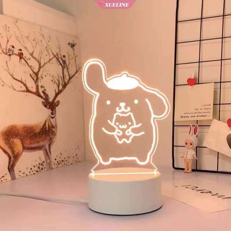 Lampu Malam Led 3D Model Hello Kitty / My Melody Berubah Warna Tenaga Baterai Usb Untuk Dekorasi