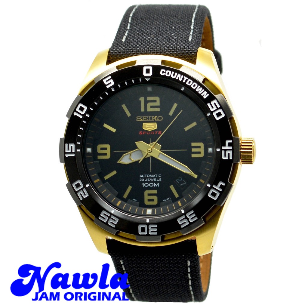 Seiko 5 Sports SRPB86K1 Gold IP Case Countdown Jam Tangan Pria SRPB86