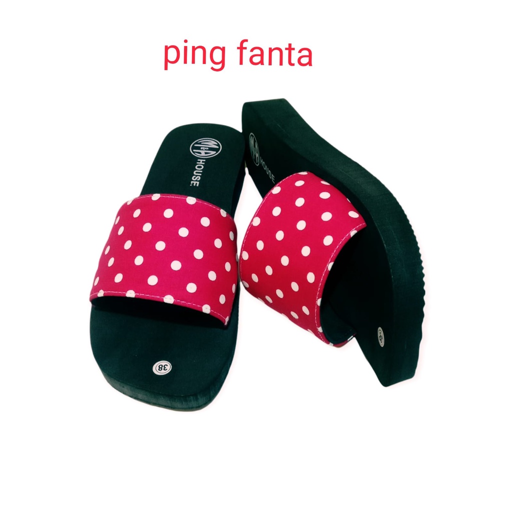 Sandal Wedges Slop Wanita Polkadot Terbaru