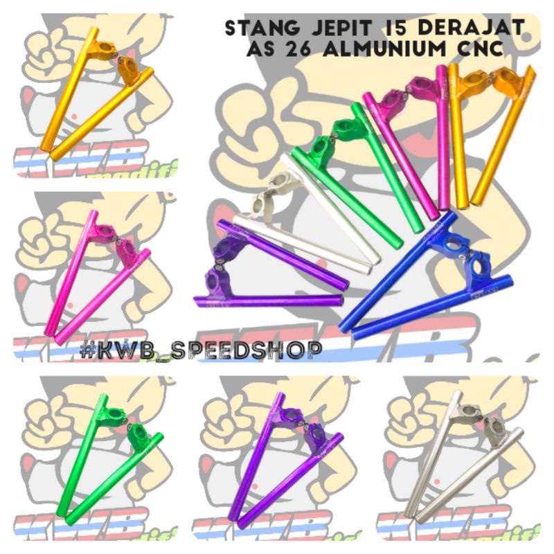 Stang jepit 15 dejarat almunium bmb racing ec project shinjiro stang jepit drag 15 derajat almunuim cnc sepasang