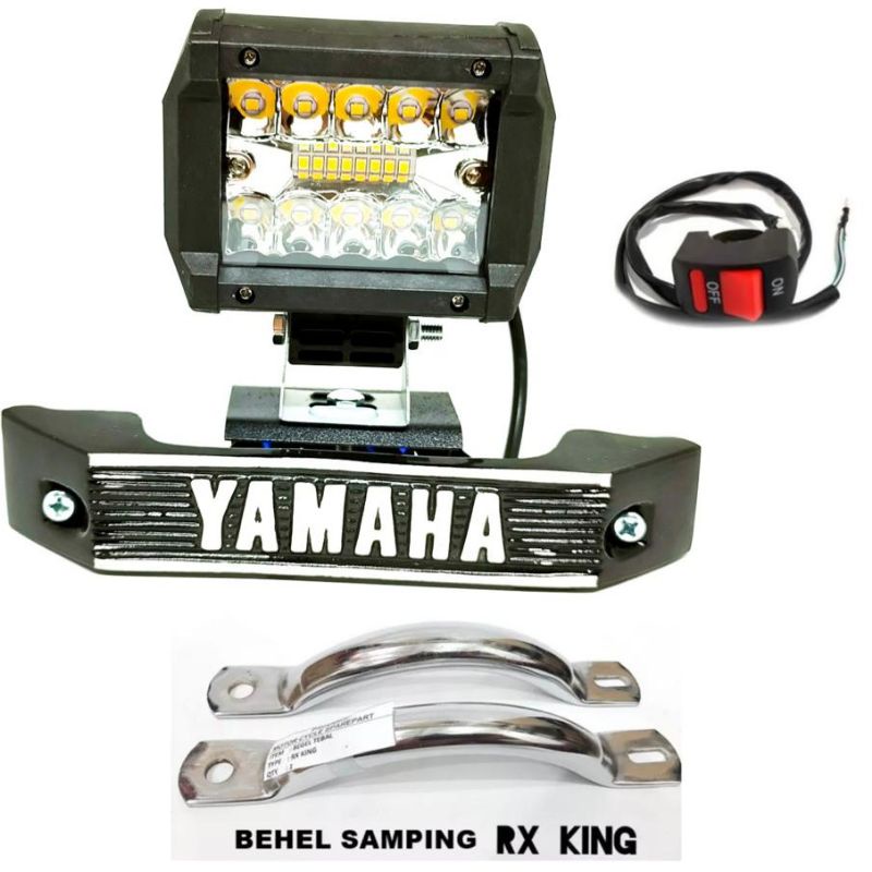 Lampu Tembak Sorot 18 Mata led Kedip + Breket Kumis Rx King Logo Yamaha Plus Saklar On Of