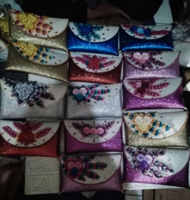 Cluth Gliter Full Kecil Dompet Pesta Kondangan plus rantai