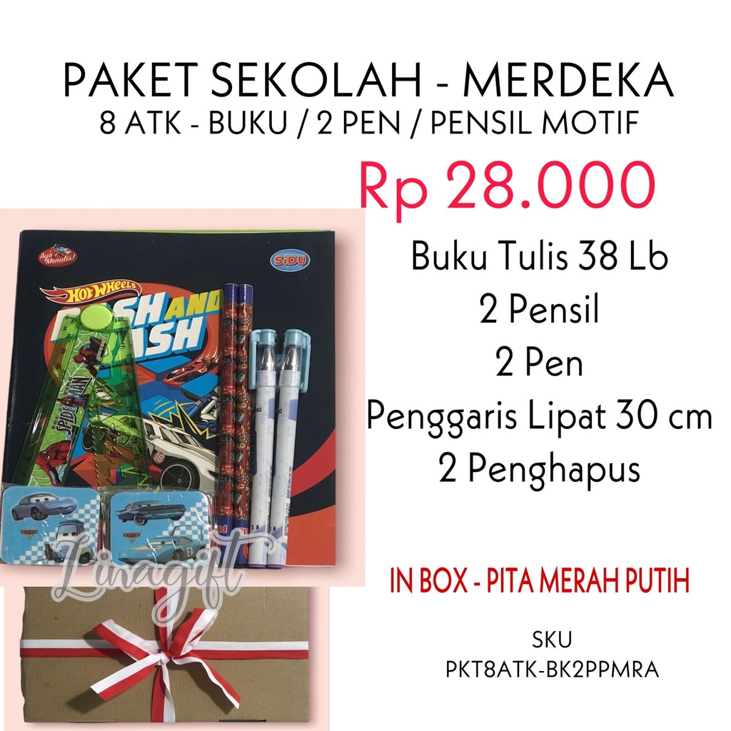 PAKET MERDEKA - HADIAH LOMBA 17 AGUSTUS DIRGAHAYU HUT RI / ALAT TULIS SEKOLAH LENGKAP